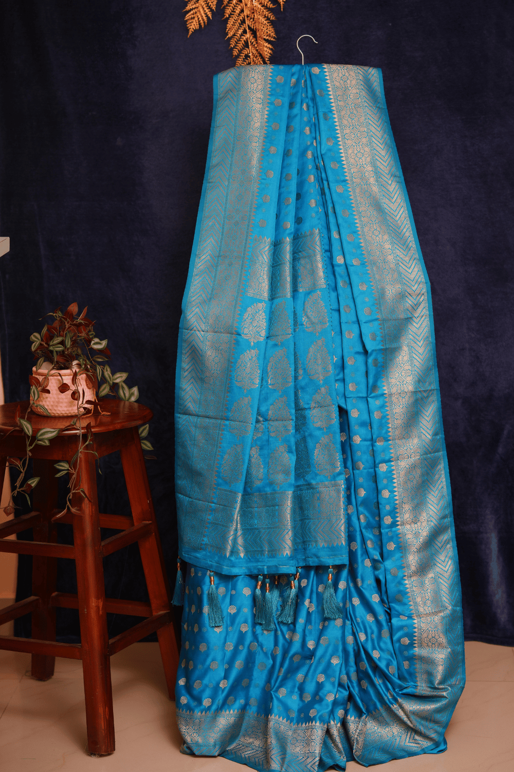 Azure Blue Soft Silk Saree with Silver Zari and Timeless Elegance