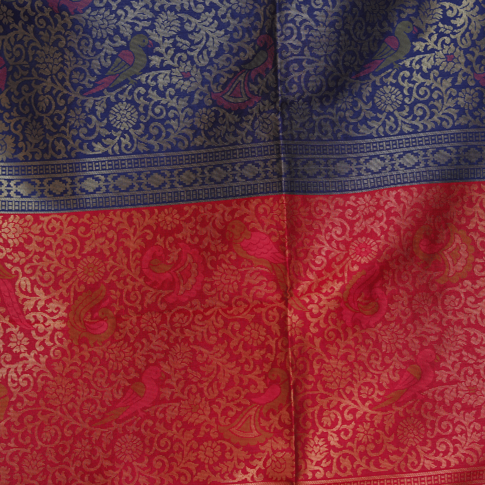 Emerald Green Soft Silk Saree with Multicolor Pallu and Golden Zari Weave - Image 8