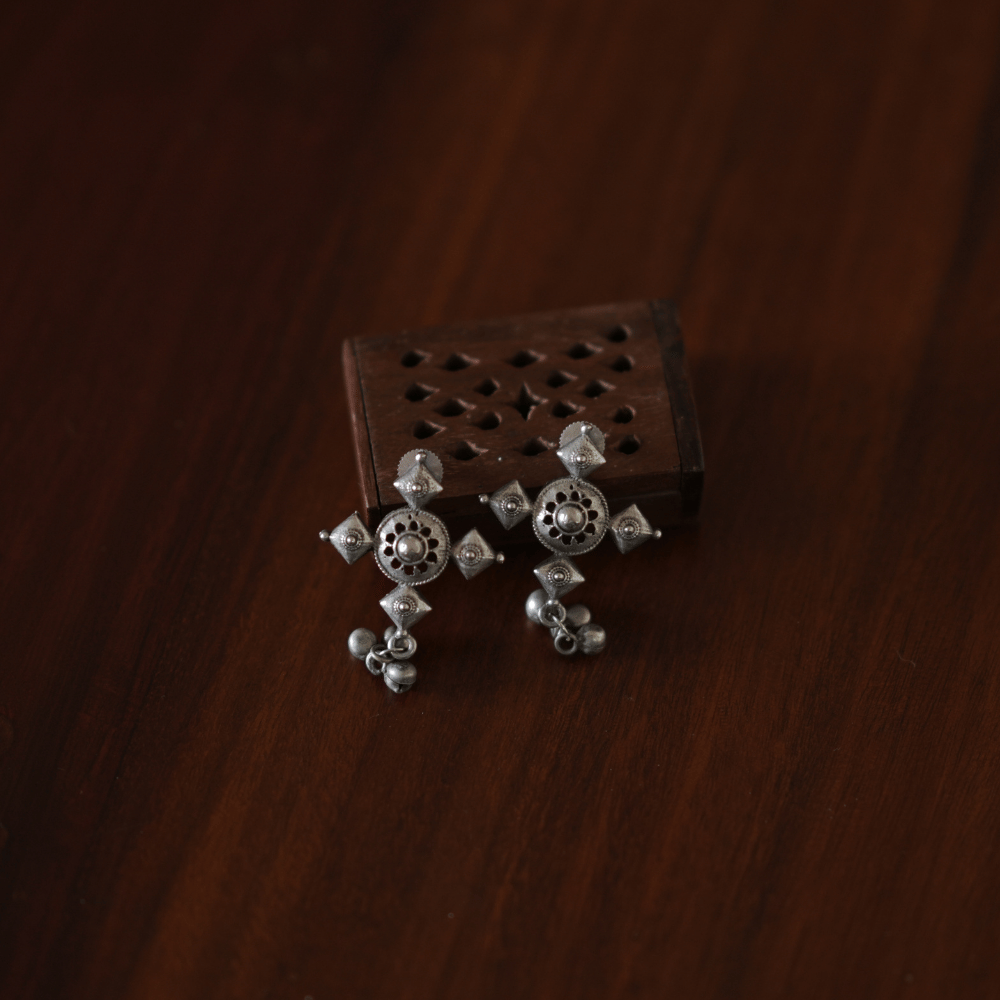 Geometrical Tribal Oxidised Earrings