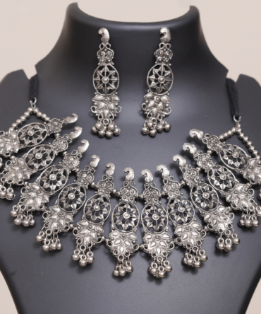 Mayura Mandala Heritage Set — Oxidised Peacock Statement Jewelry
