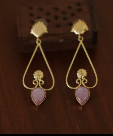 Blush Petal Drop Earrings — Gold-Toned