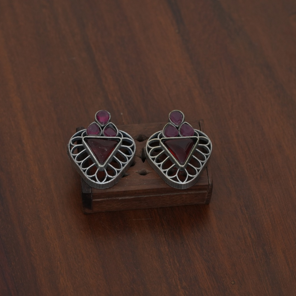 Radiant TriGlow Studs — Oxidised Statement Earrings