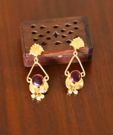Scarlet Bloom Drops — Gold-Toned Statement Earrings