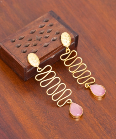 Blush Coil Drops — Gold-Toned Statement Earrings