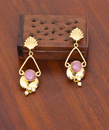 Rosé Tide Drops — Gold-Toned Statement Earrings