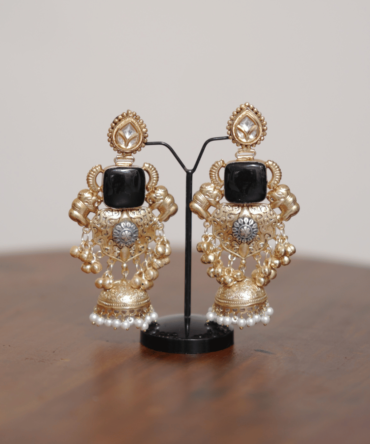 Kashmiri Heritage Jhumkas — Gold-Replica Traditional Earrings