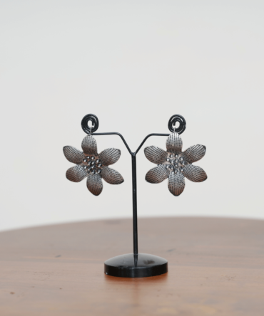 Vanya Floral Studs — Oxidised Statement Earrings