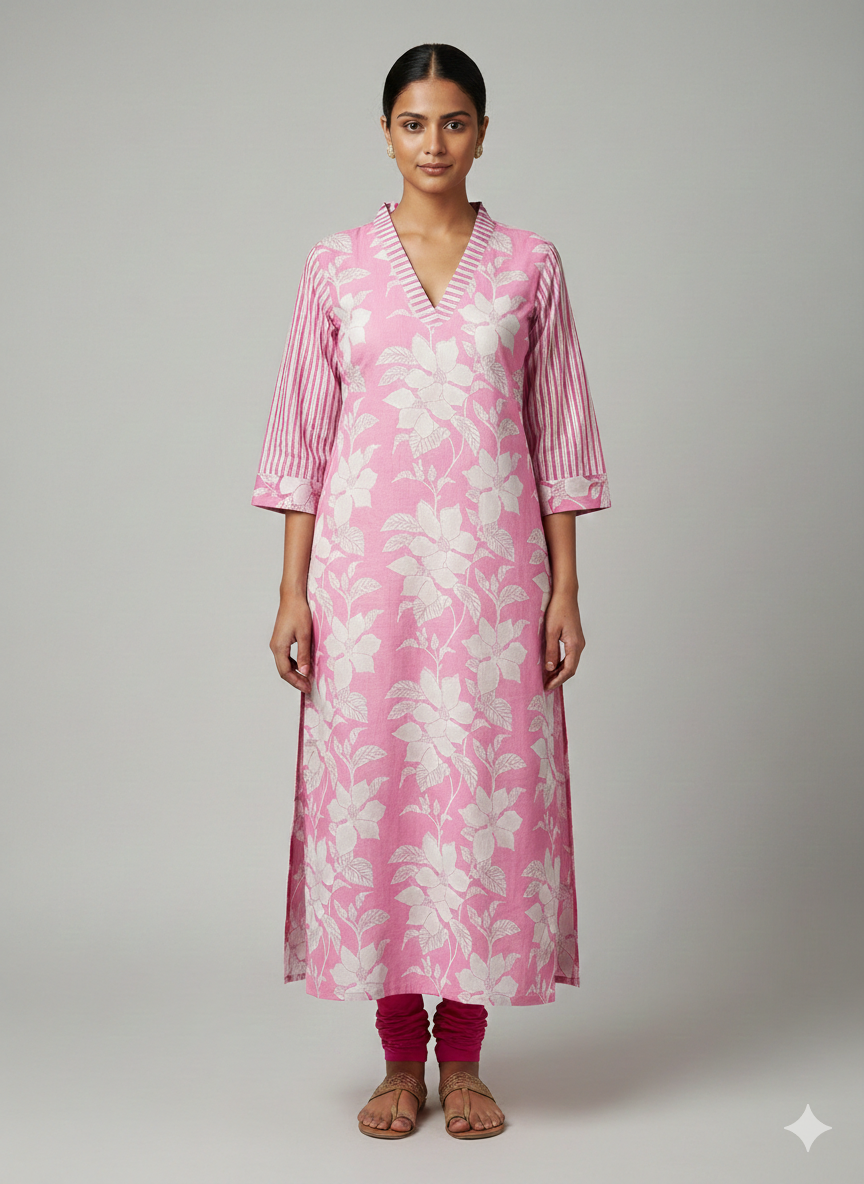 The Blush Botanical Kurti Top