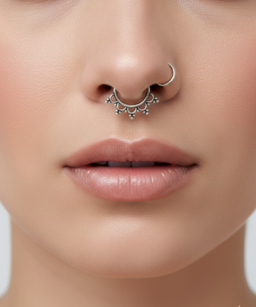 Floral Oxidised Septum Ring