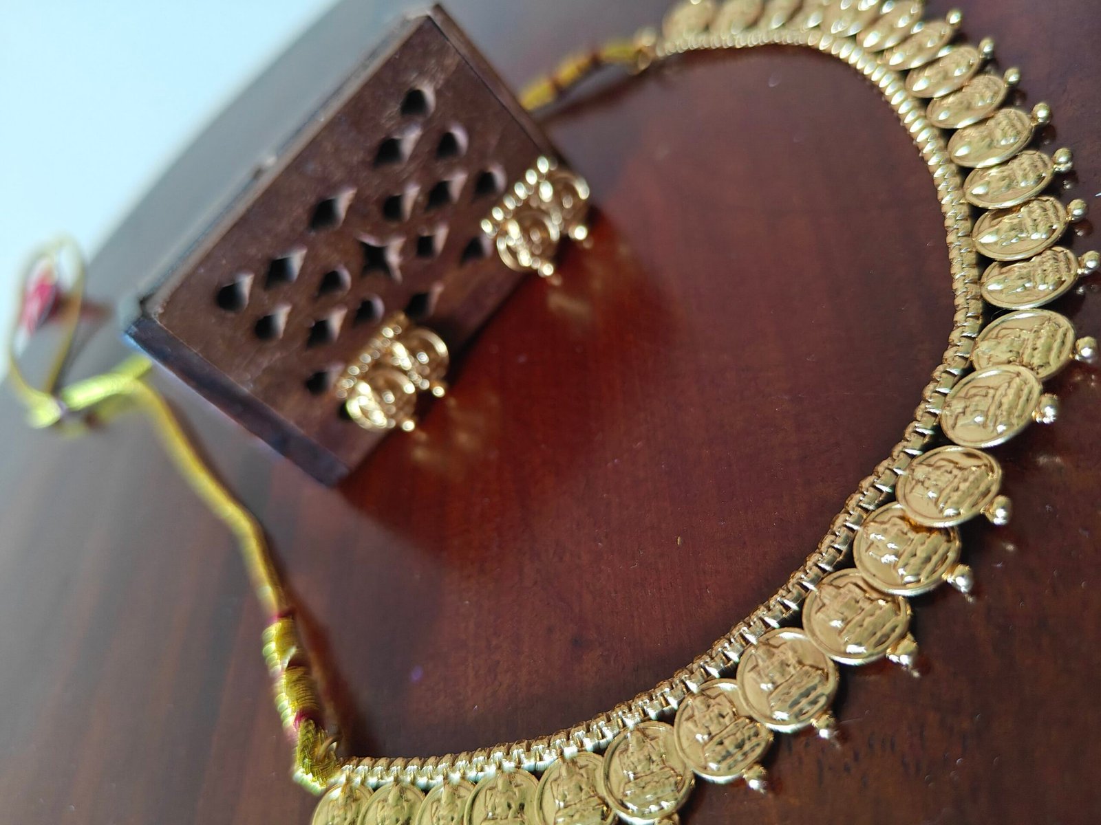 Lakshmi Coin Temple Choker Necklace | Antique Kasu Mala Jewelry | Dagini - Image 3
