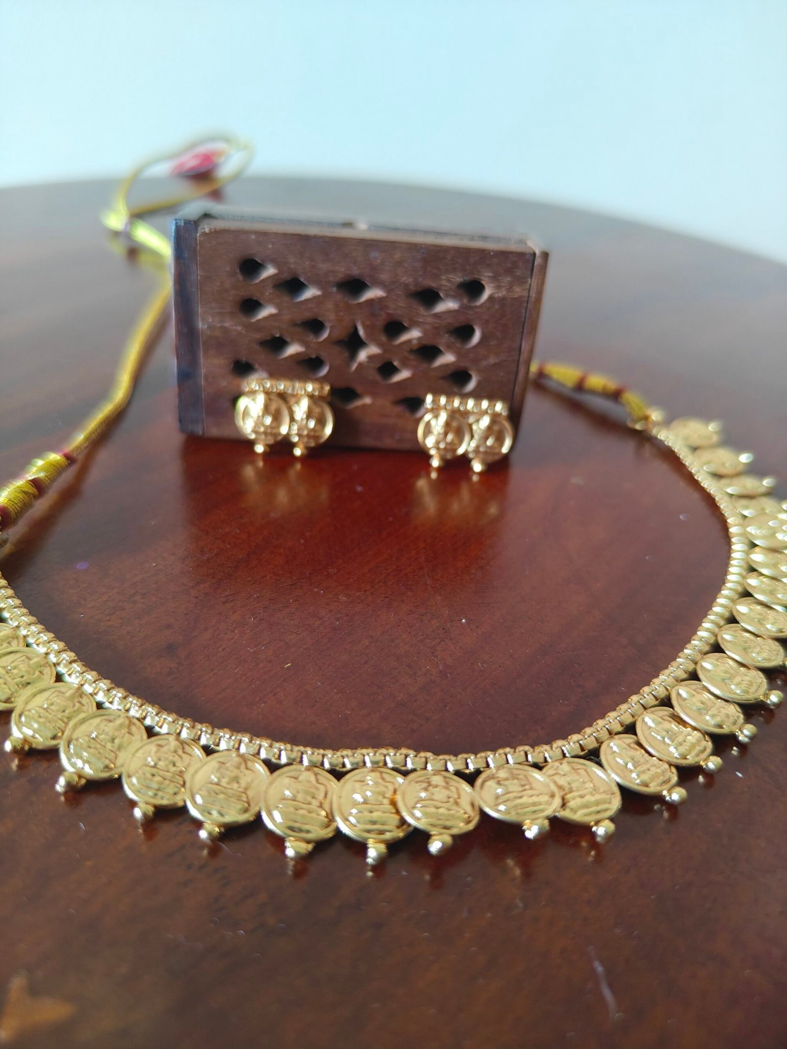 Lakshmi Coin Temple Choker Necklace | Antique Kasu Mala Jewelry | Dagini - Image 4