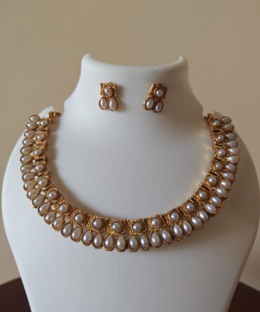 Ivory Pearl Festive Necklace Set | Elegant Pearl Jewelry | Dagini