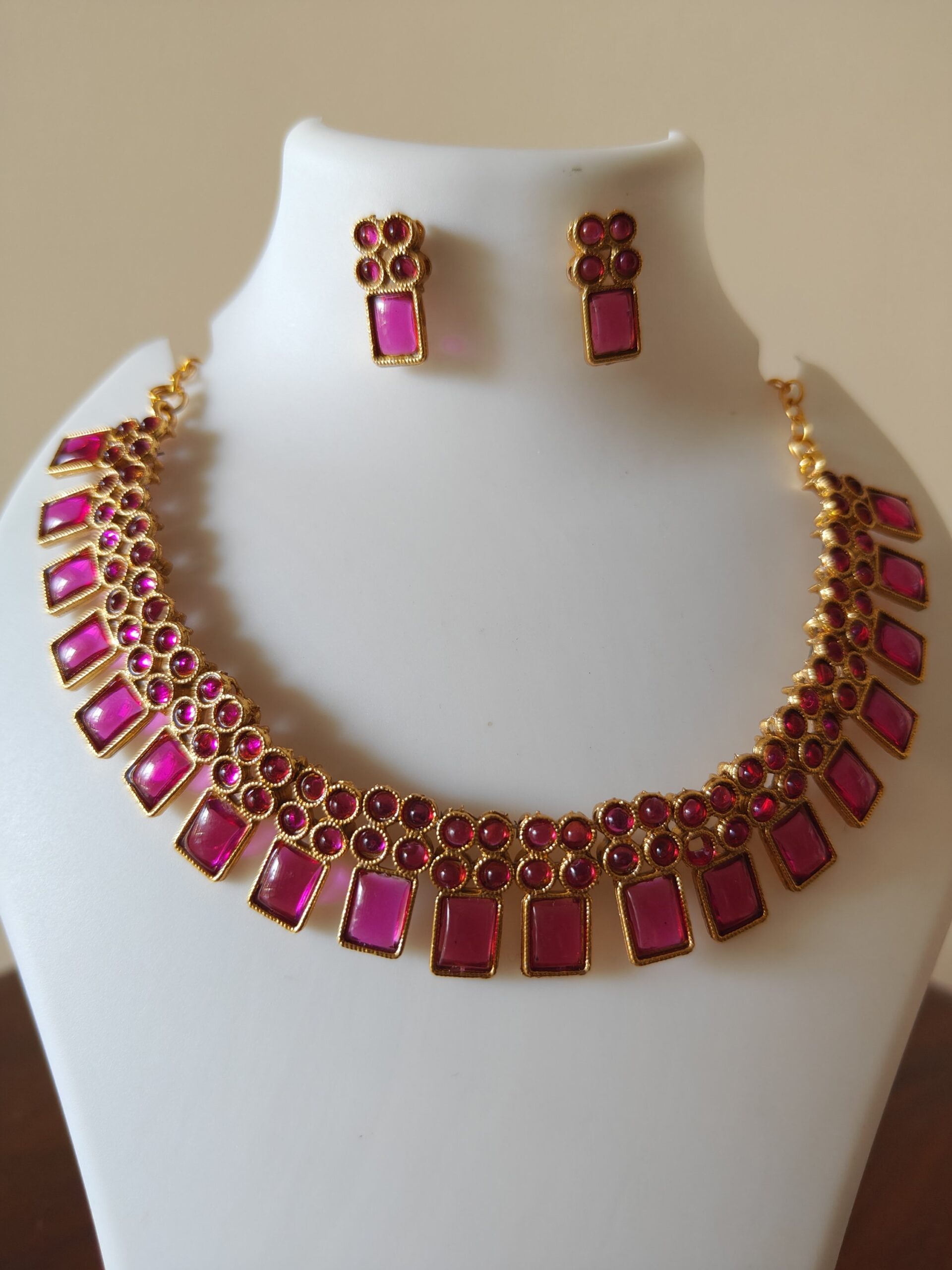Rani Pink Statement Necklace | Festive Antique Jewelry | Dagini