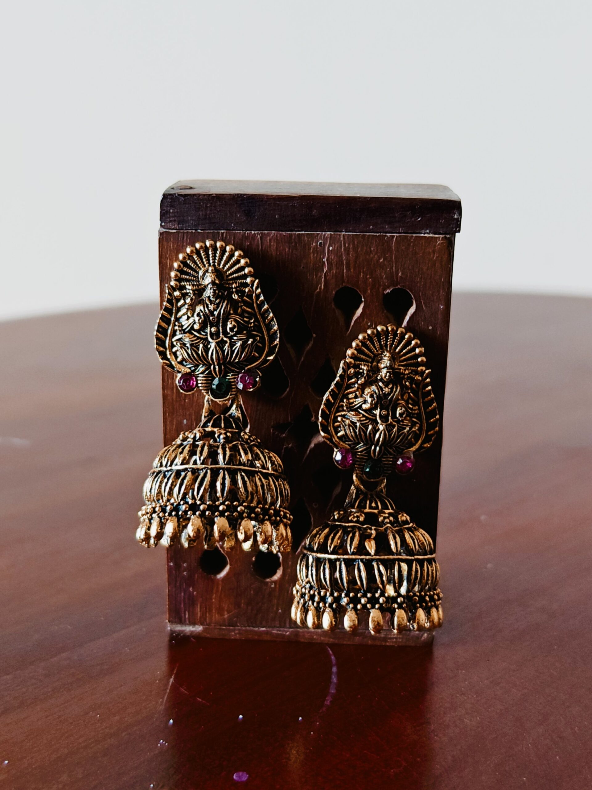 Lakshmi Temple Jhumka Earrings — Heritage Festive Jewelry - Image 3