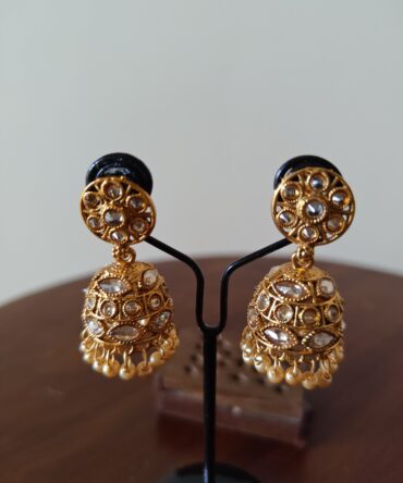 Chandrika Kundan Pearl Jhumka Earrings — Classic Festive Elegance