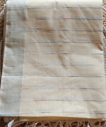 Cream Silver Border Kerala Cotton Saree — Subtle Festive Elegance