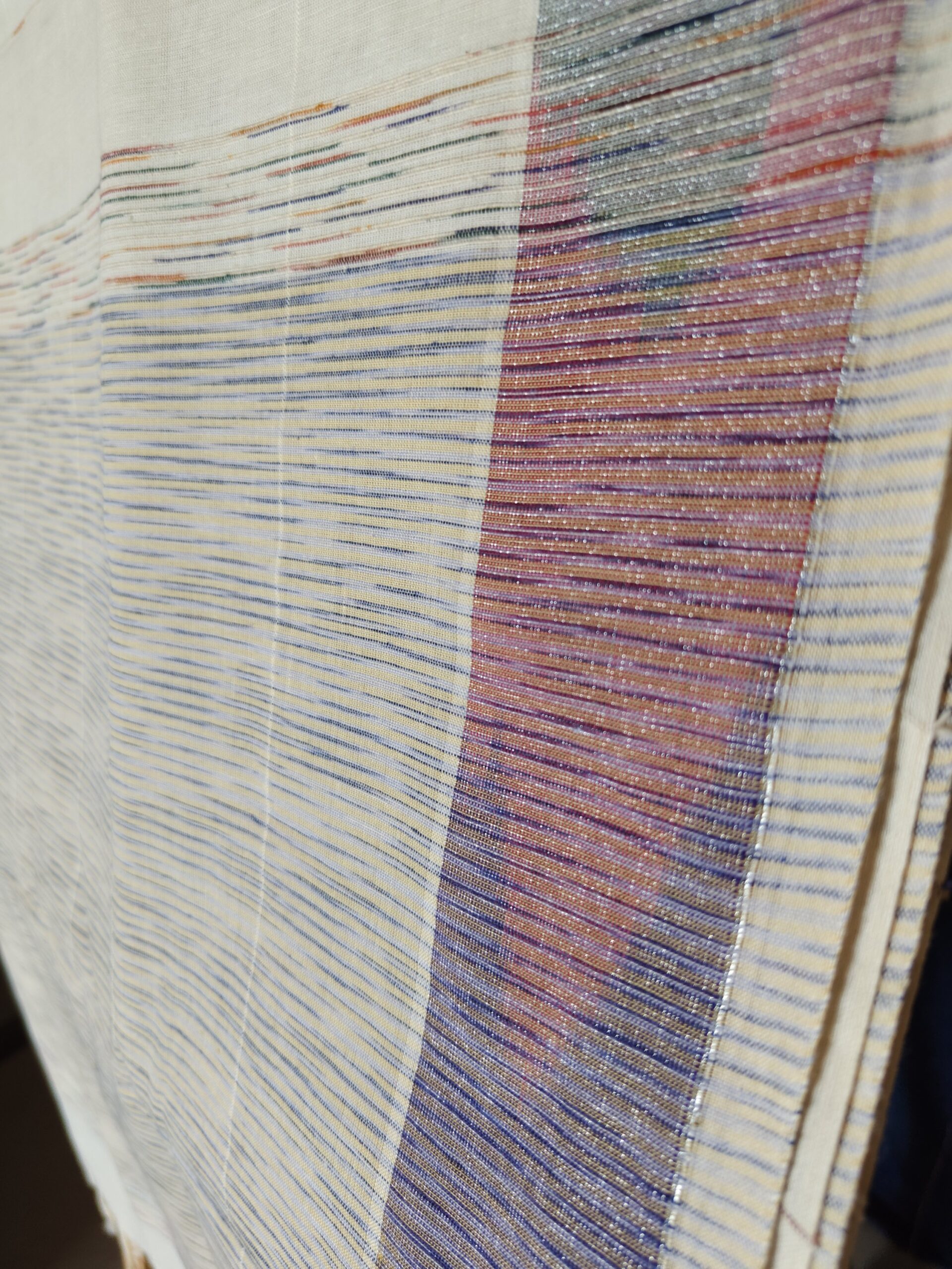 Off-White Multicolour Kasavu Border Kerala Cotton Saree — Artistic Festive Elegance - Image 5