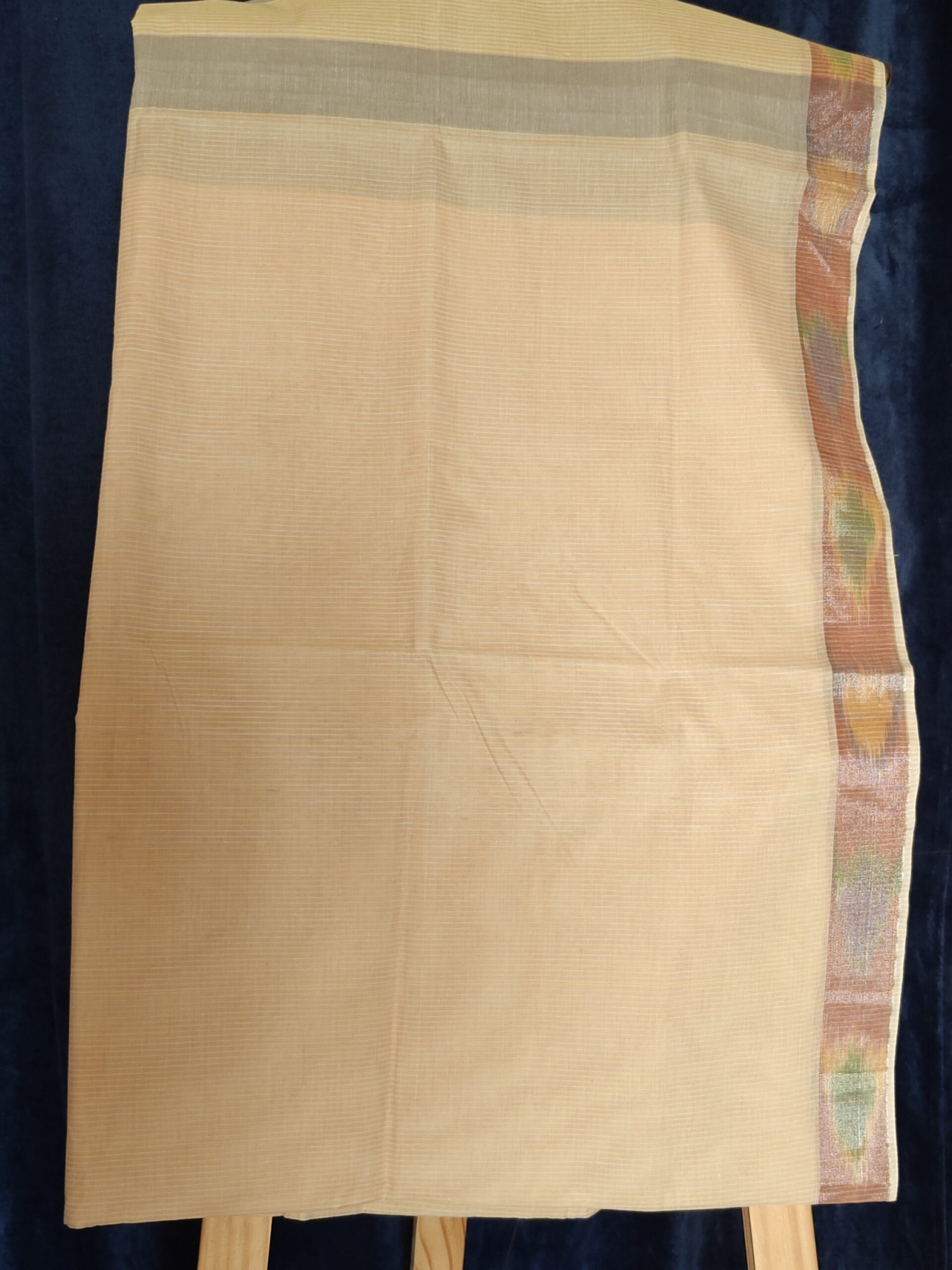 Beige Multicolour Kasavu Border Kerala Cotton Saree — Elegant Traditional Charm - Image 4