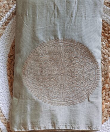 Sage Green Zari Butta Soft Silk Saree — Subtle Luxury with Timeless Weave