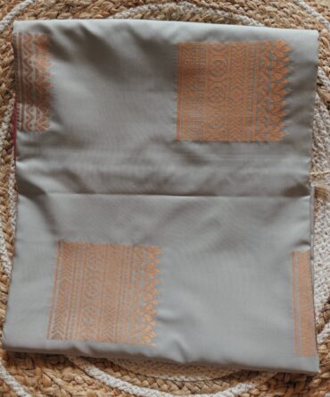 Grey & Rani Pink Butta Soft Silk Saree — Elegant Zari Butta with Rich Traditional Pallu