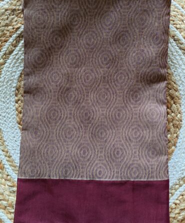 Rose Gold & Wine Thread Woven Cotton Saree with Geometric Patterned Pallu