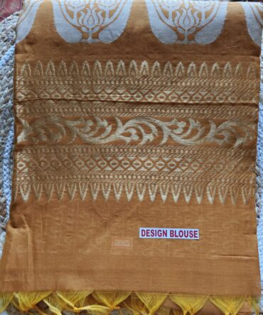 Mustard Gold Thread Woven Saree with Leaf Butta and Ornate